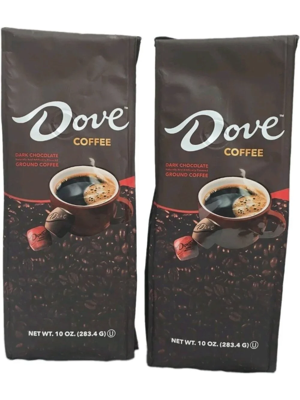 Dove Dark Chocolate Candy Flavored Ground Coffee 2-PACK 10 Ounce Each